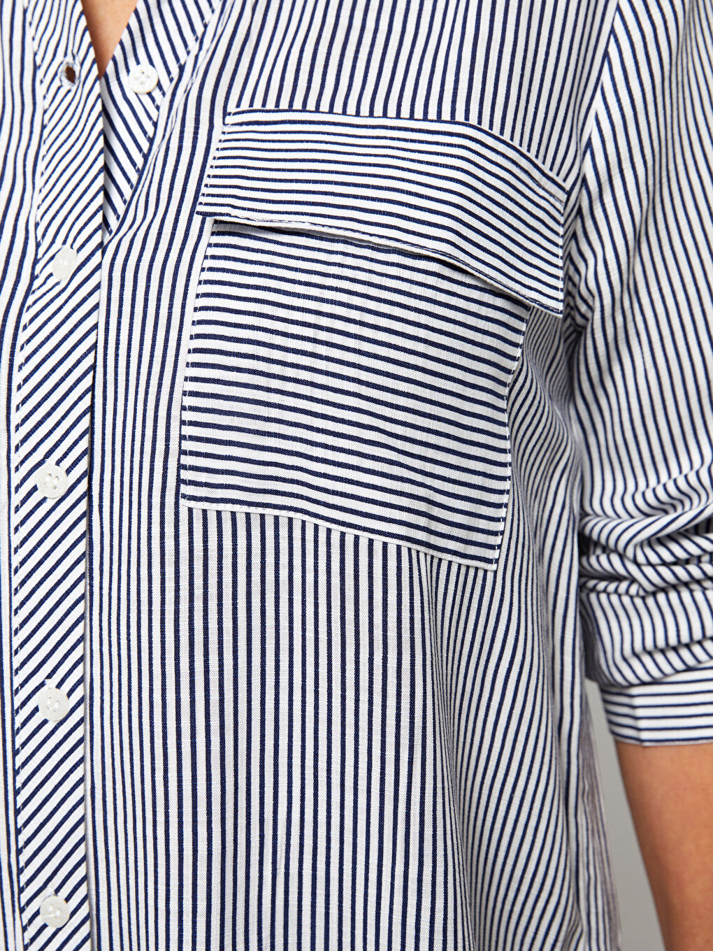 Striped Long Sleeve Viscose Women's Shirt Tunic-3