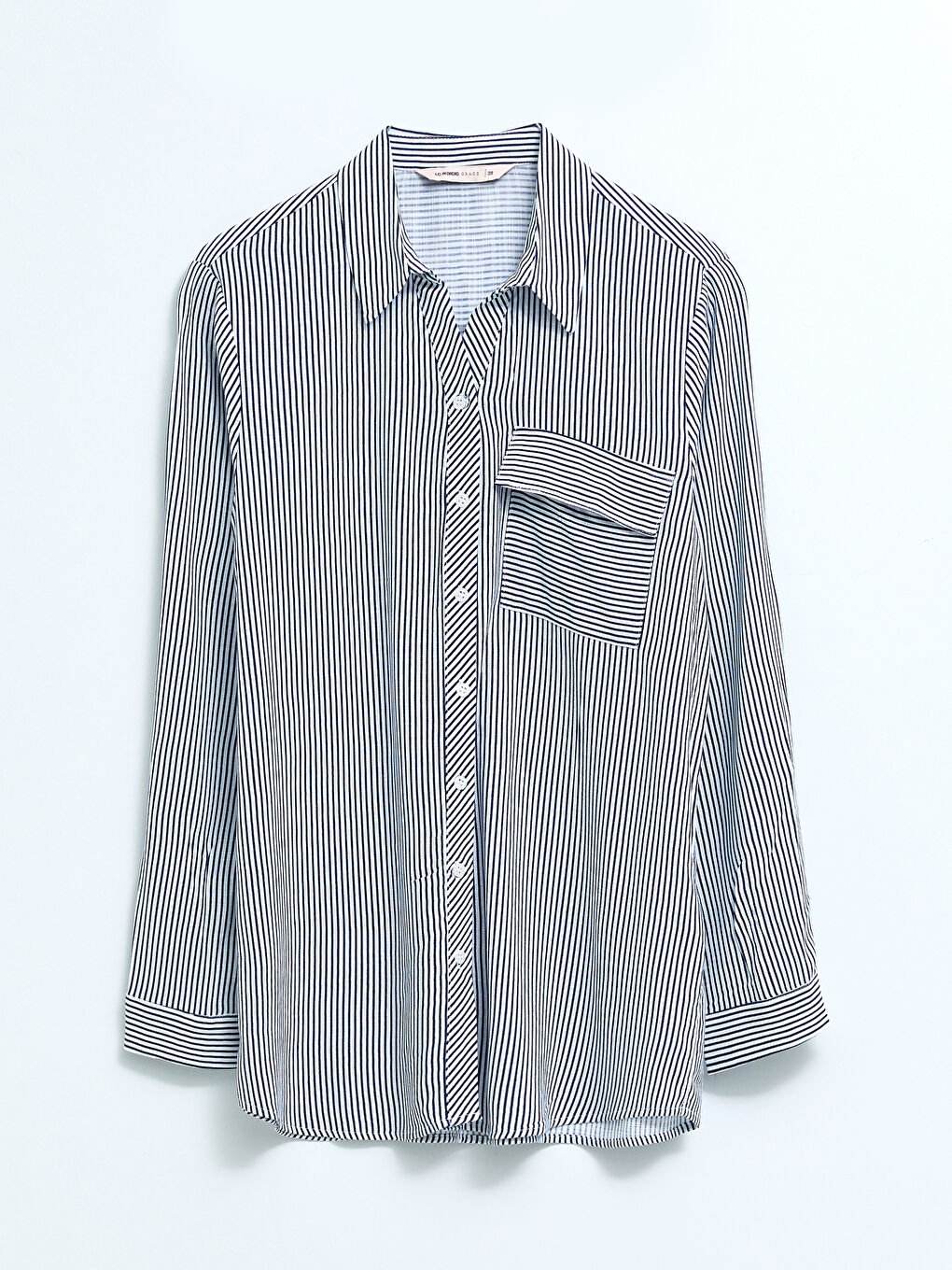 Striped Long Sleeve Viscose Women's Shirt Tunic-5