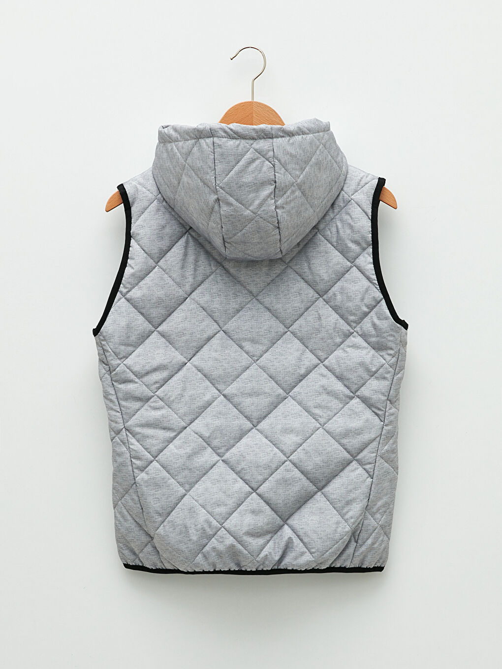 Gri Kapüşonlu Kapitone Desenli Kadın Outdoor Kadın Yelek-6