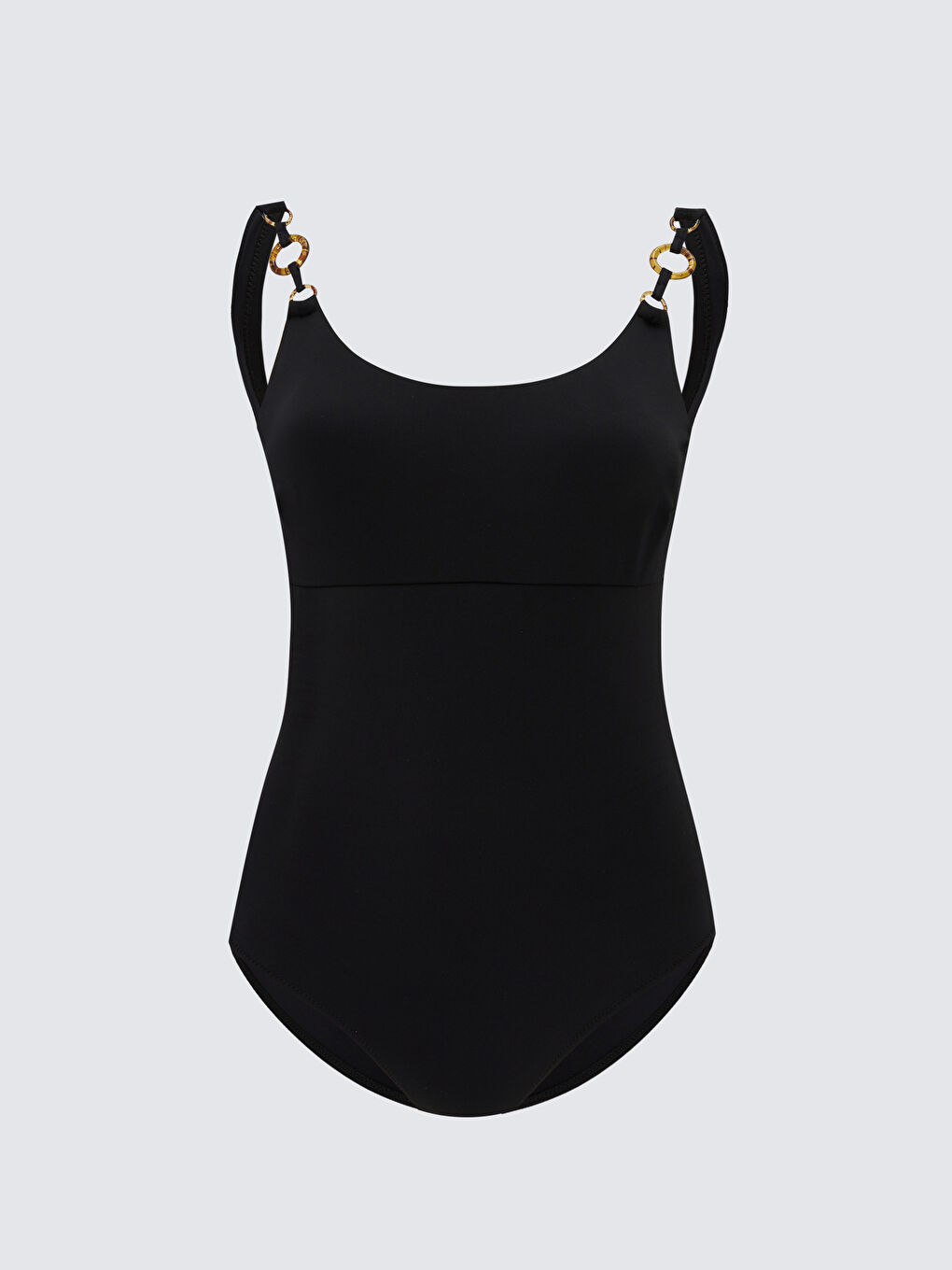 Siyah Kadın U Yaka Düz Mayo