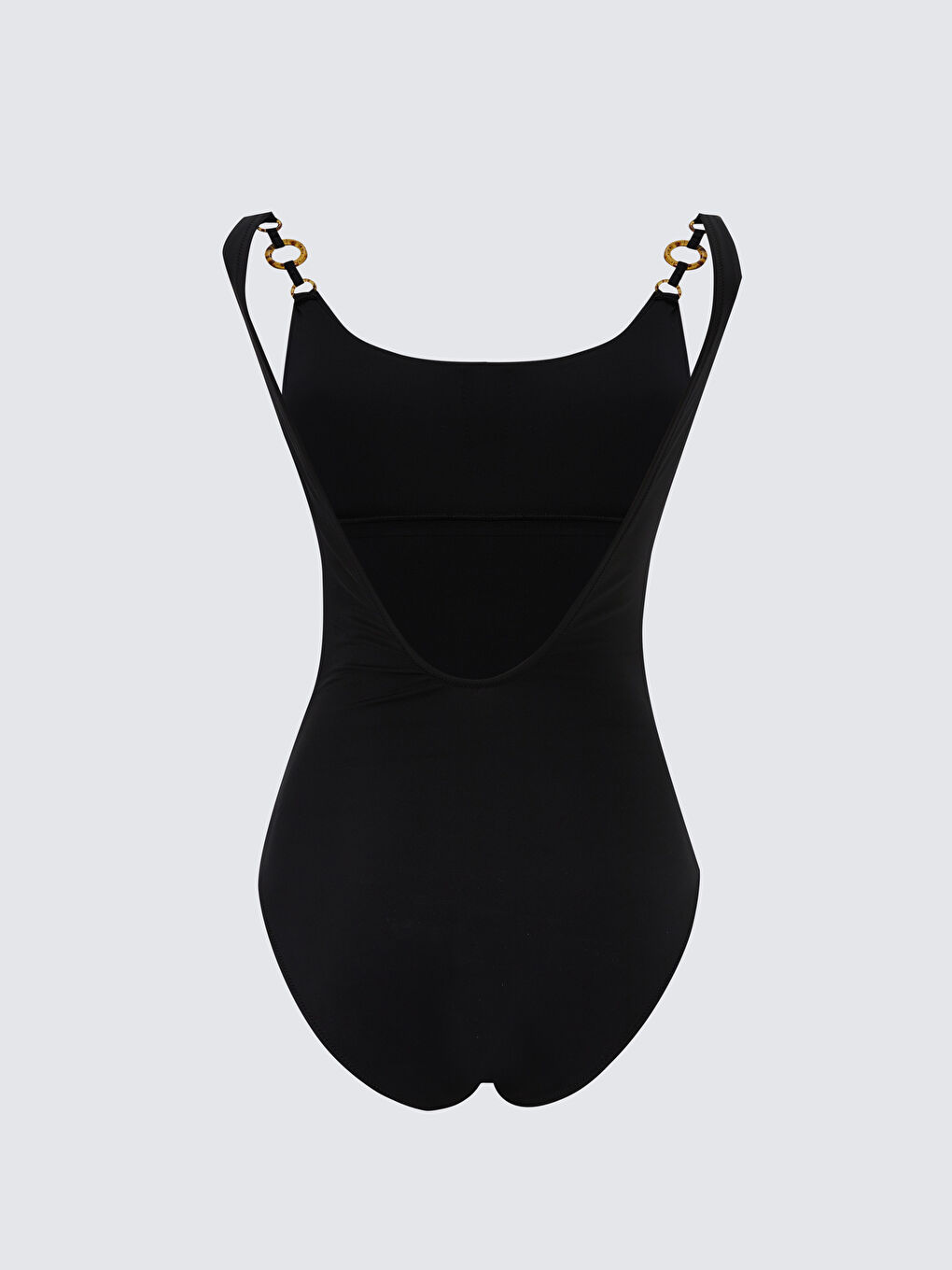 Siyah Kadın U Yaka Düz Mayo-1