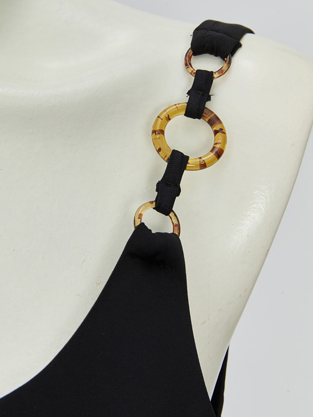 Siyah Kadın U Yaka Düz Mayo-2