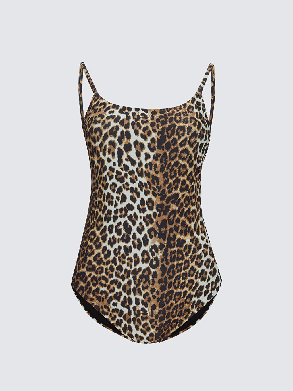 Siyah U Yaka Desenli Kadın Mayo