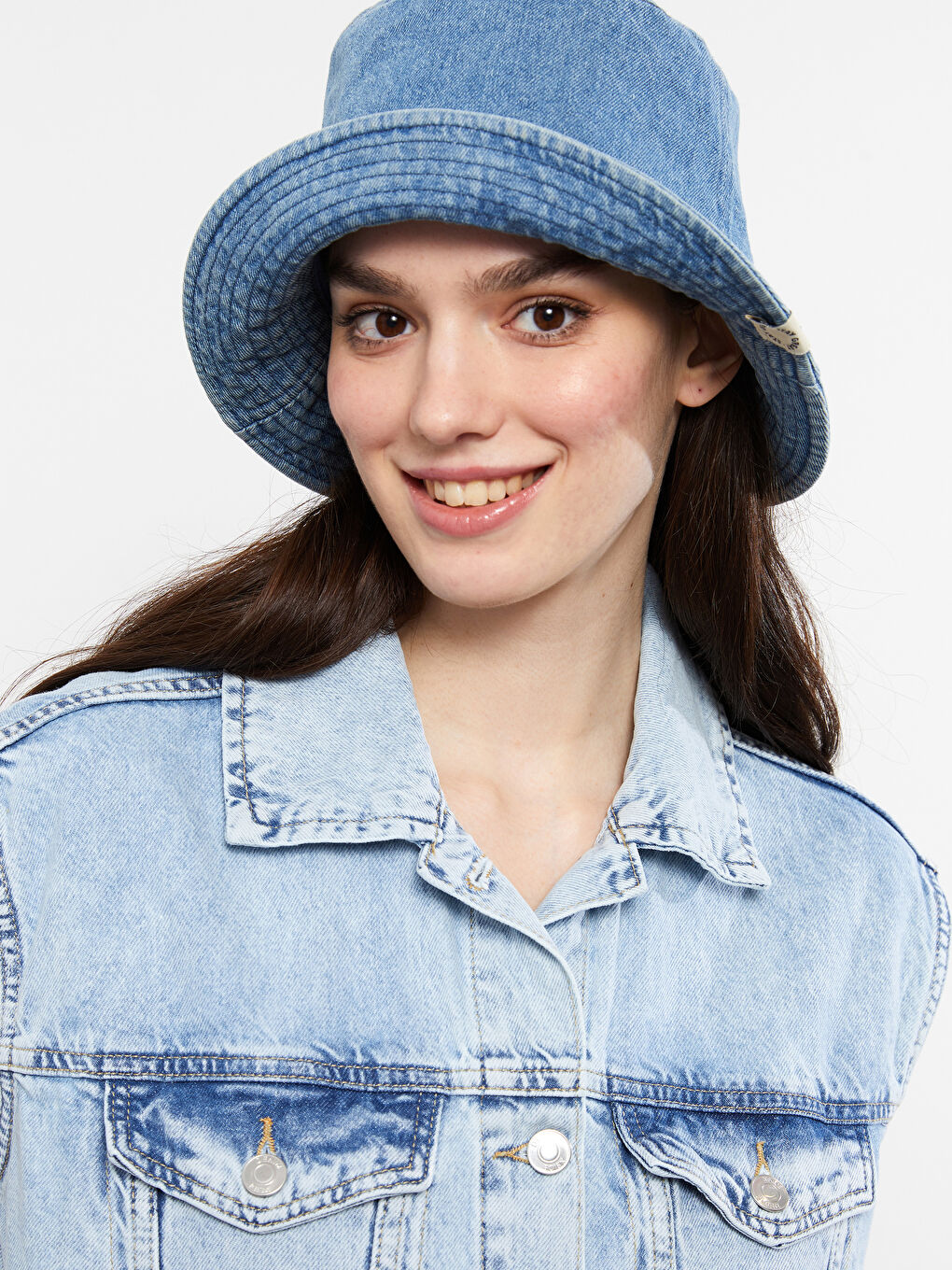 Hemdkragen Schlichte Damen Jeansweste mit Taschen-2