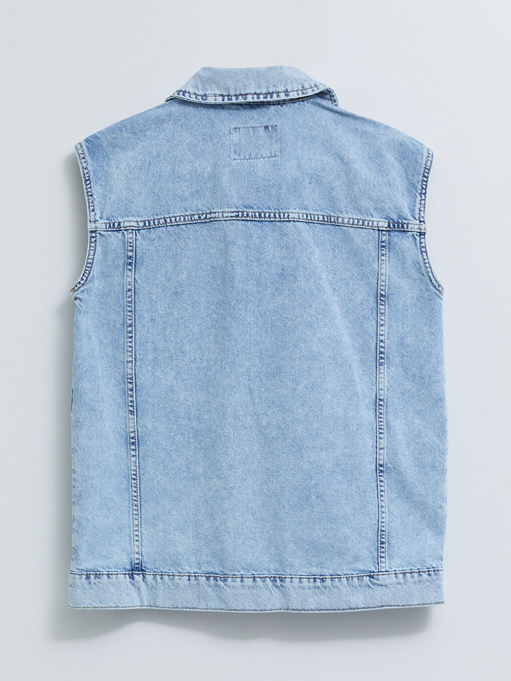 Hemdkragen Schlichte Damen Jeansweste mit Taschen-6