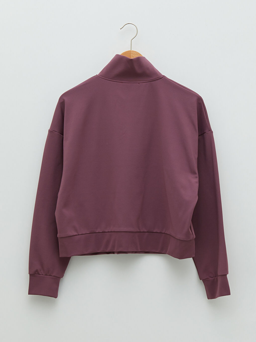 Mürdüm Dik Yaka Düz Uzun Kollu Kadın Sweatshirt-8