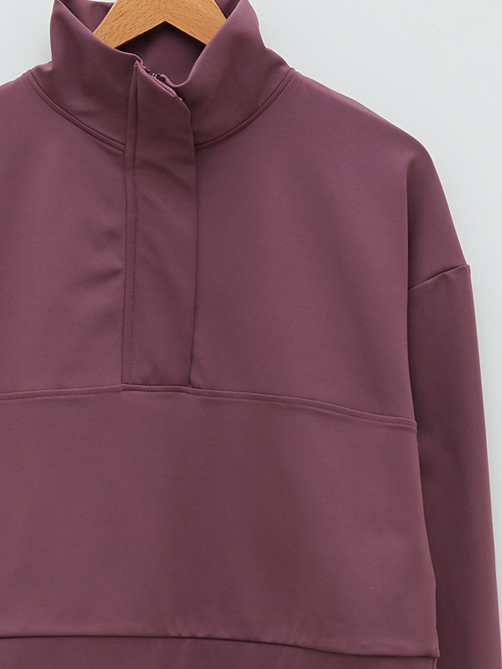 Mürdüm Dik Yaka Düz Uzun Kollu Kadın Sweatshirt-9