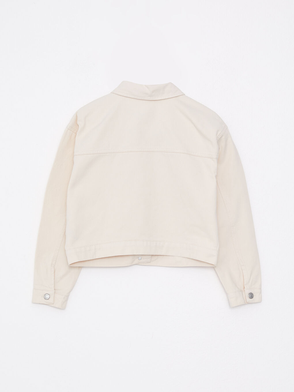 Ekru Gömlek Yaka Gabardin Kadın Ceket-6