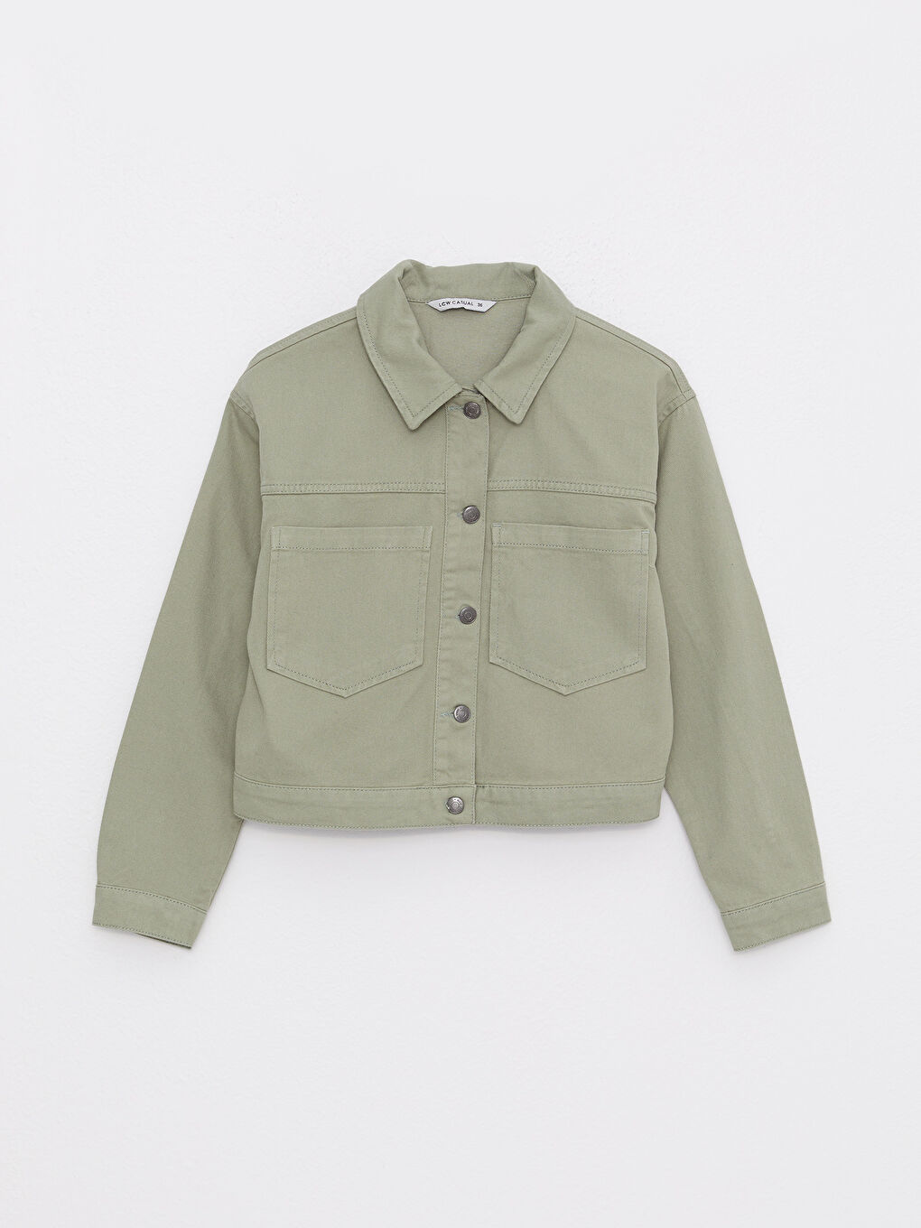 Yeşil Gömlek Yaka Gabardin Kadın Ceket-5