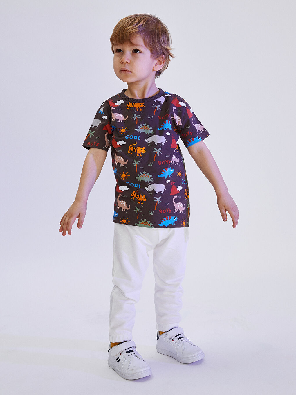 Bisiklet Yaka Kısa Kollu Baskılı Erkek Bebek Tişört-1