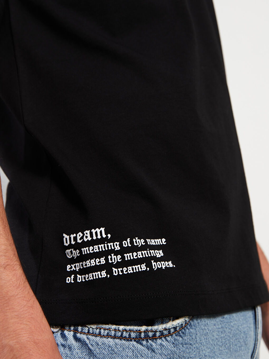 Siyah Bisiklet Yaka Kısa Kollu Baskılı Penye Erkek Tişört-3