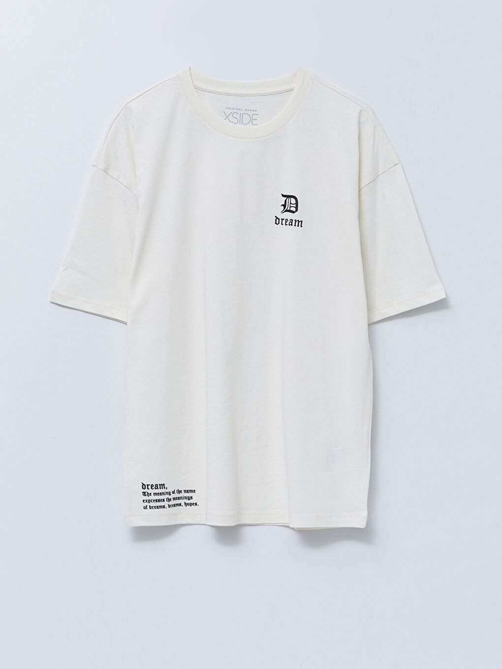 Beyaz Bisiklet Yaka Kısa Kollu Baskılı Penye Erkek Tişört-5