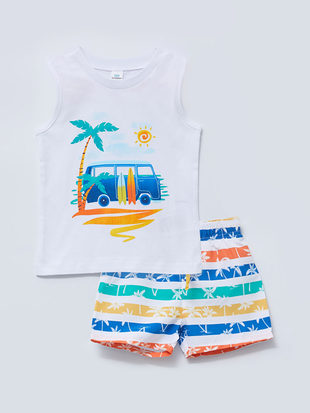 LC Waikiki Crew Neck Baby Boy Athlete and Sea Shorts 2-Piece Set -S2G088Z1-FFB