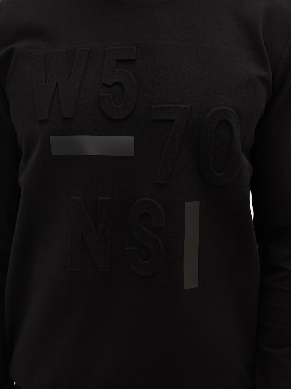 Siyah Bisiklet Yaka Uzun Kollu Baskılı Erkek Sweatshirt-3