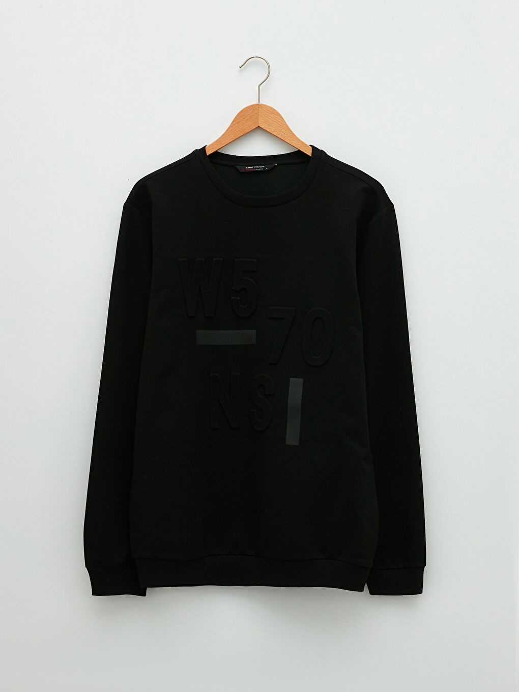 Siyah Bisiklet Yaka Uzun Kollu Baskılı Erkek Sweatshirt-5