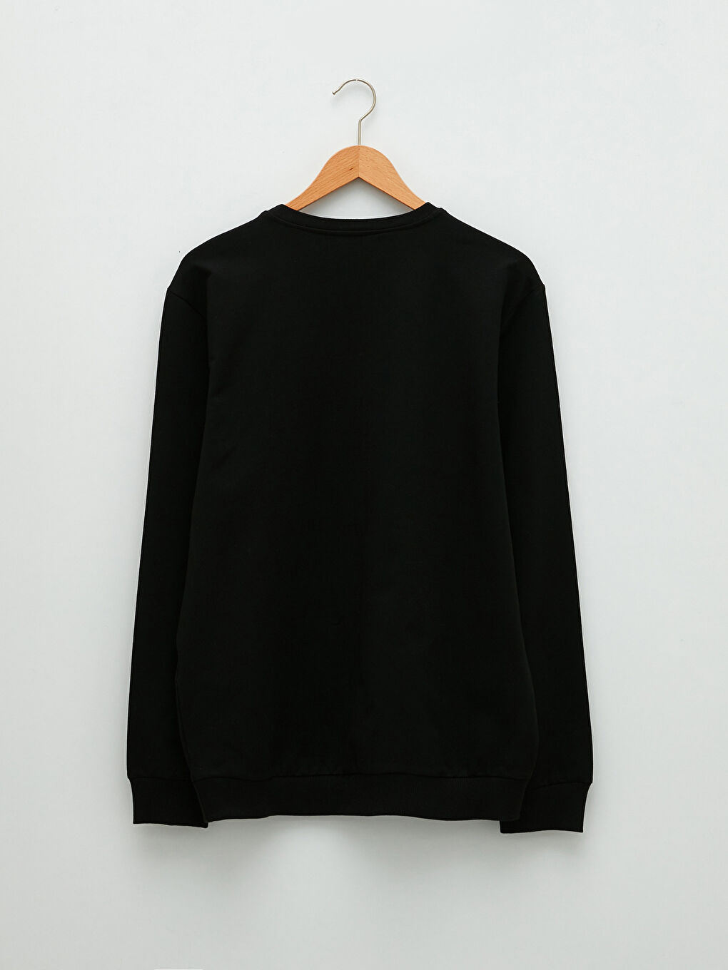 Siyah Bisiklet Yaka Uzun Kollu Baskılı Erkek Sweatshirt-6