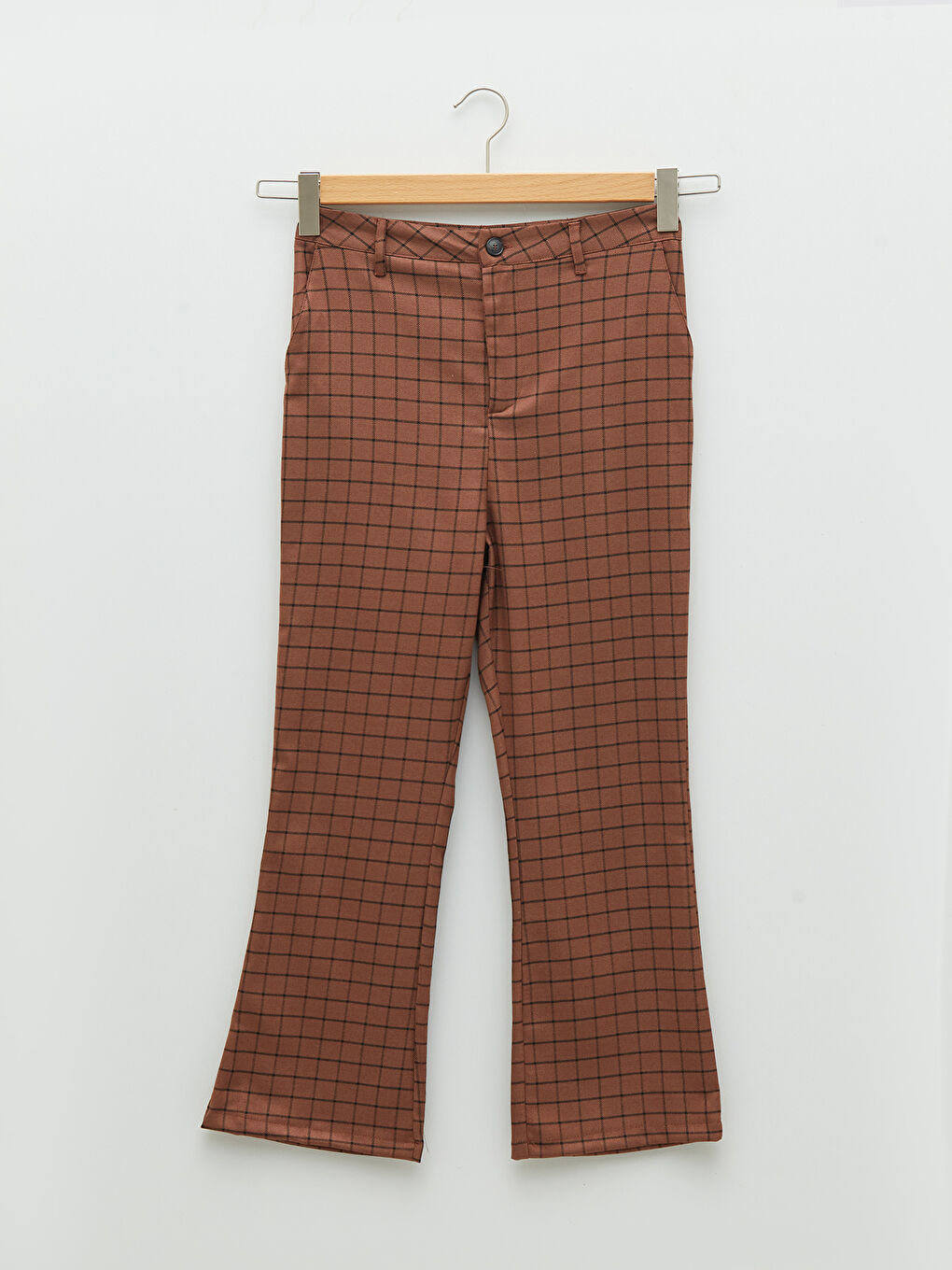 Standard Fit Pocket Detailed Plaid Women's Trousers-5