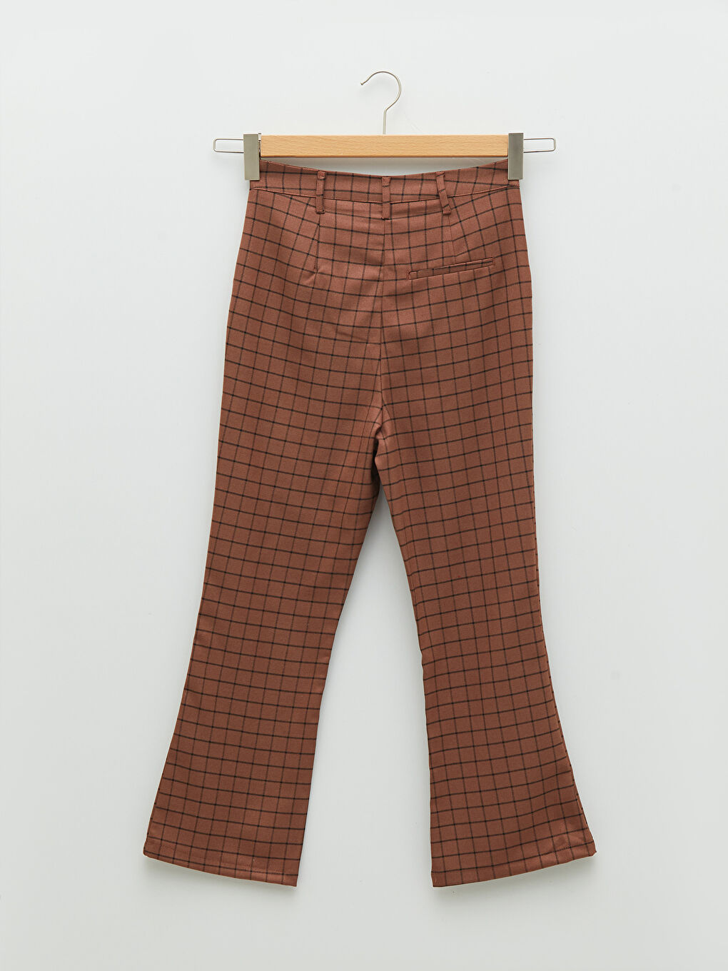 Standard Fit Pocket Detailed Plaid Women's Trousers-6