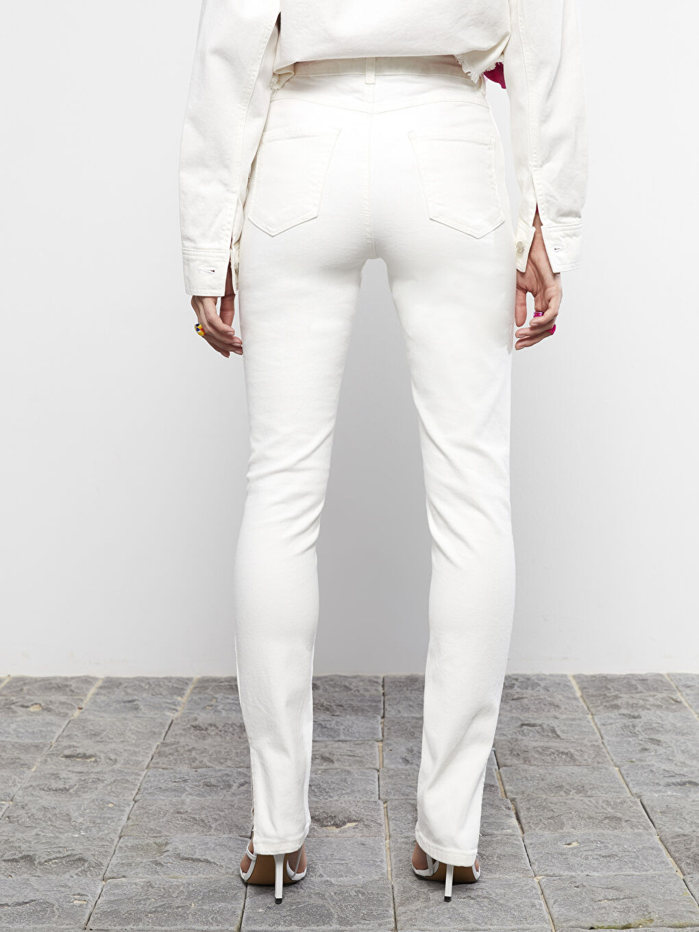 Beyaz Mercury Skinny Fit Düz Cep Detaylı Kadın Jean Pantolon-4