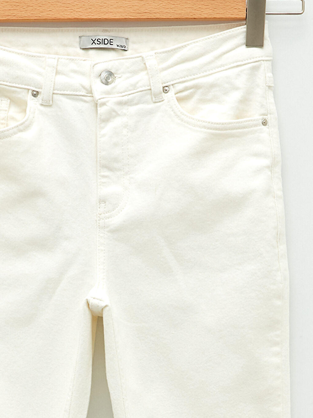 Beyaz Mercury Skinny Fit Düz Cep Detaylı Kadın Jean Pantolon-7