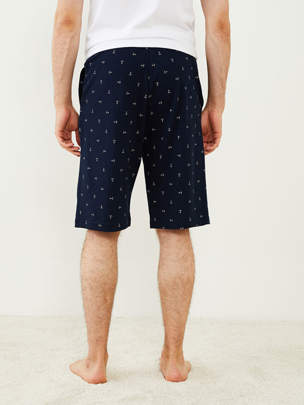 Lacivert Standart Kalıp Desenli Erkek Pijama Alt Şort-4