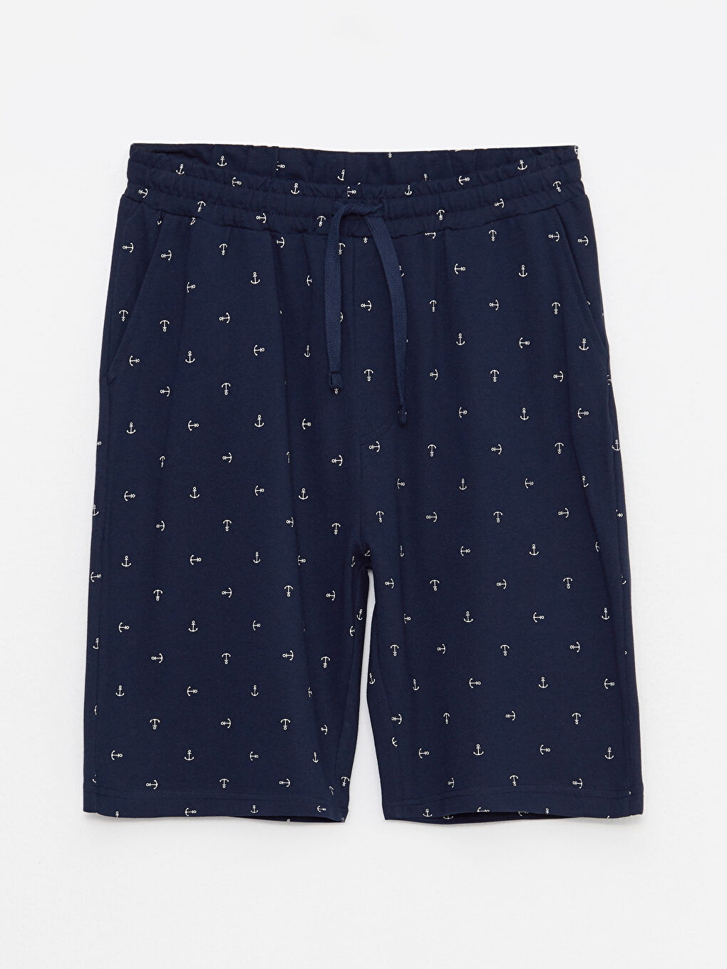 Lacivert Standart Kalıp Desenli Erkek Pijama Alt Şort-5