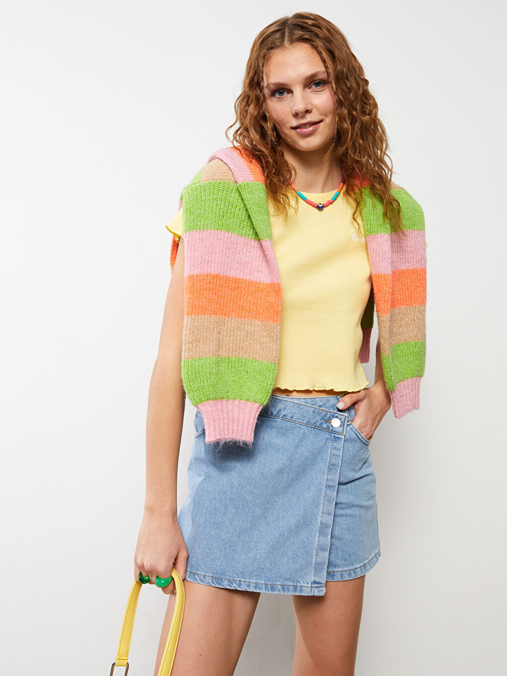 Mavi Standart Fit Cep Detaylı Kadın Jean Şort Etek-2