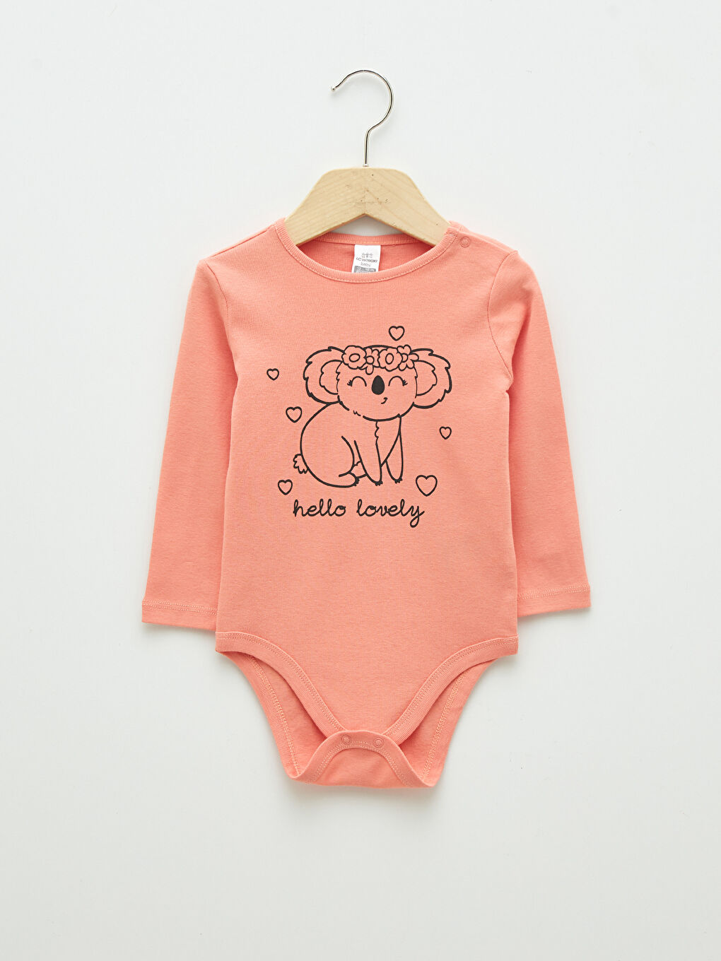 LCW ECO Crew Neck Long Sleeve Printed Baby Girls' Snap Fastening Bodysuit -S2G137Z1-RWF