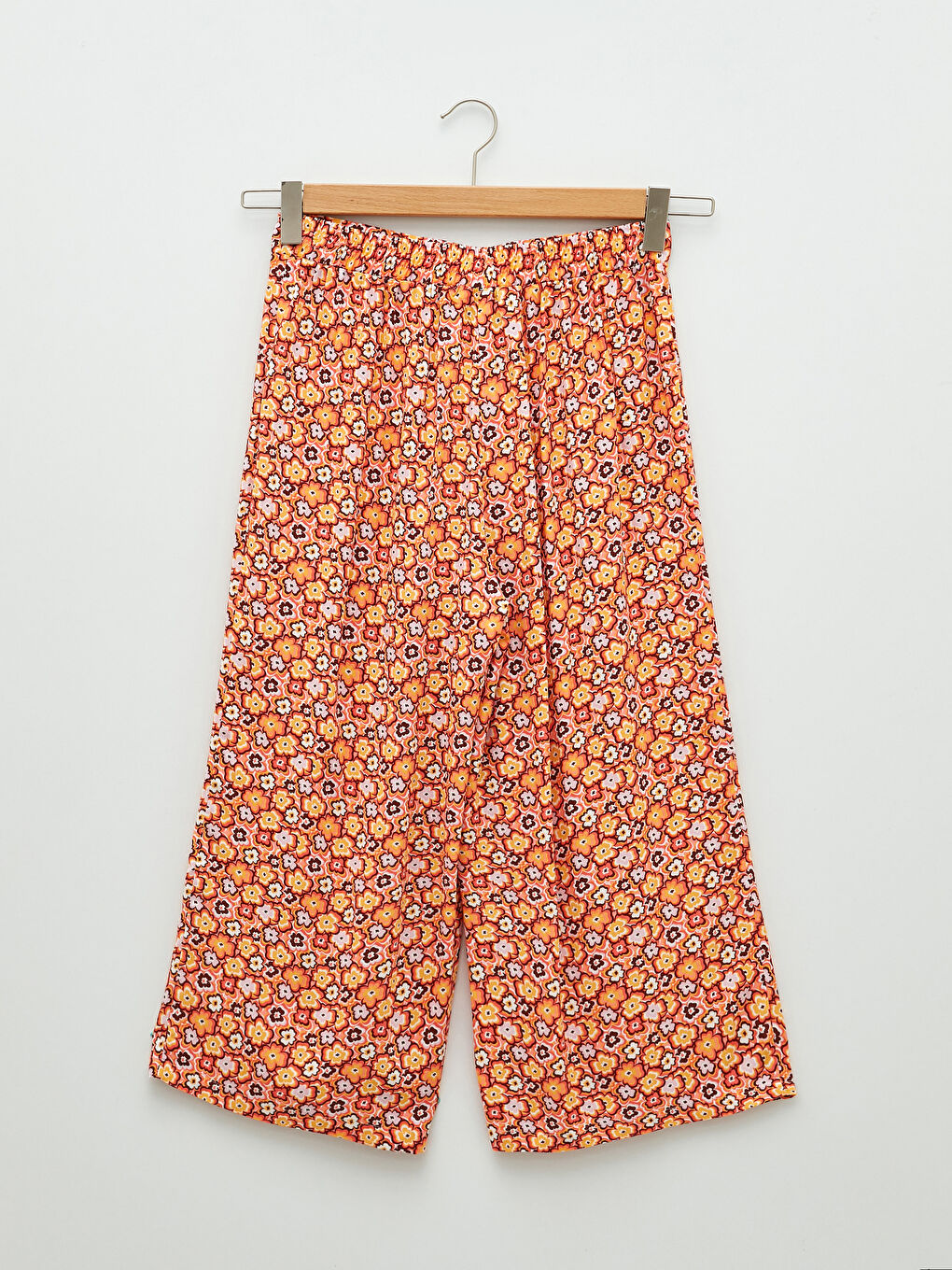Elastic Waist Patterned Poplin Women's Capri -S2G148Z8-LSR