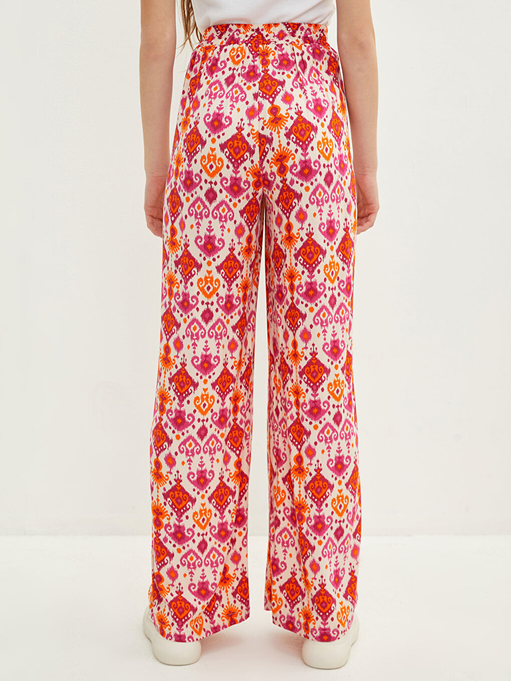 Elastic Waist Patterned Viscose Women Trousers-4