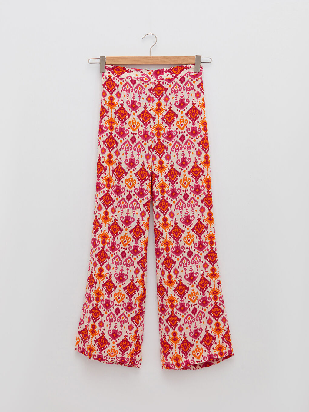 Elastic Waist Patterned Viscose Women Trousers-5