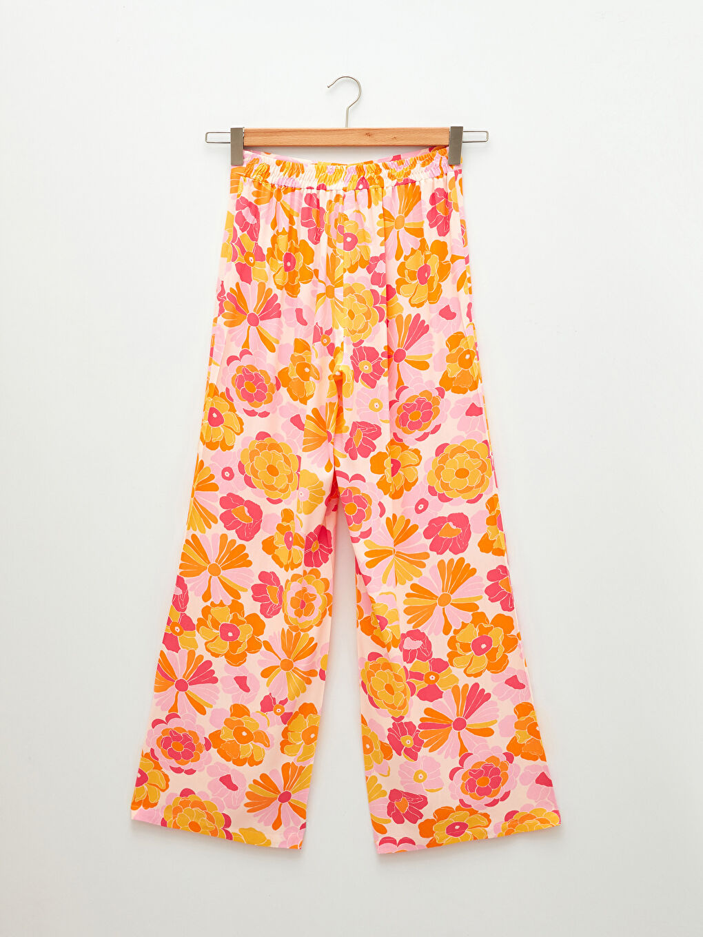 Elastic Waist Patterned Viscose Women Trousers-6