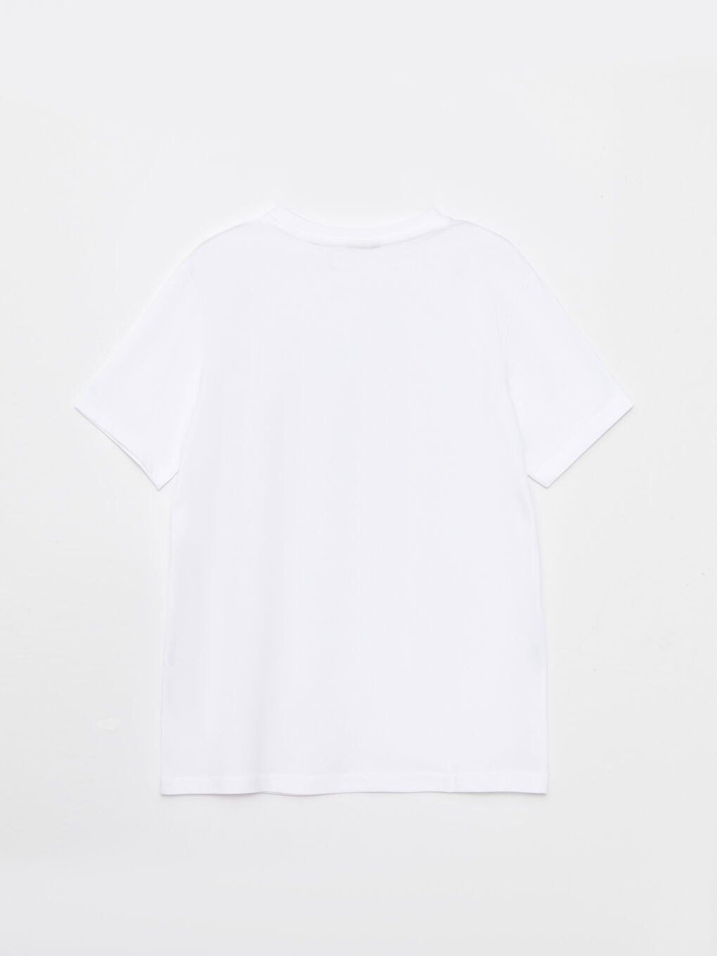 Beyaz Bisiklet Yaka Baskılı Kısa Kollu Pamuklu Erkek Çocuk Tişört-1