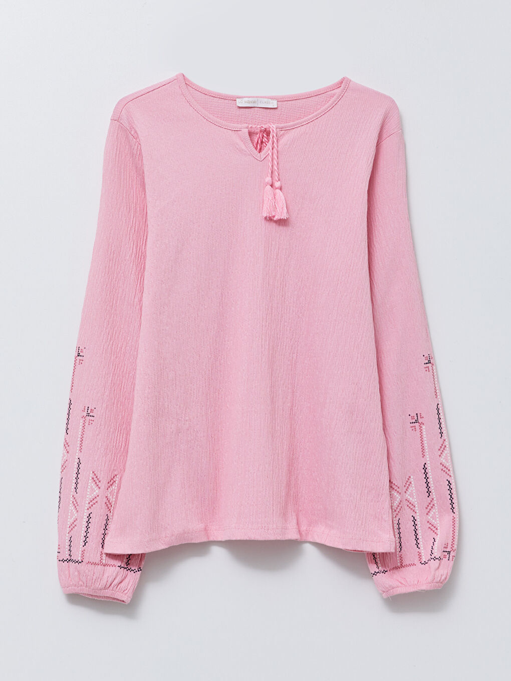 Blouse pour Femmes à Manches Longues avec Col Lavallière Brodé-5