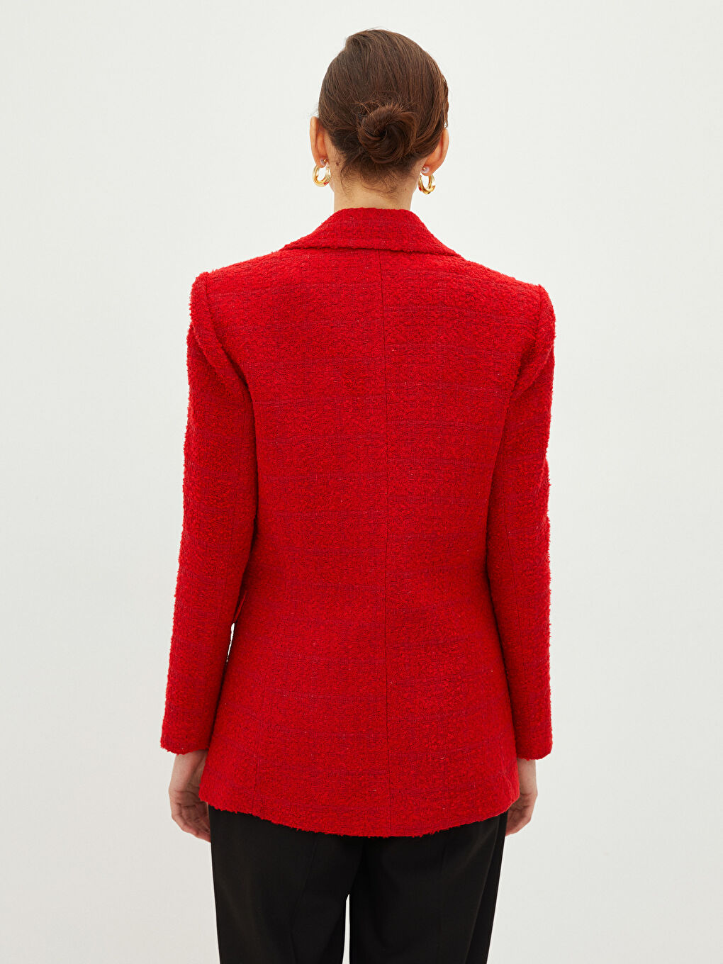 LC Waikiki Front Button Closure Straight Long Sleeve Tweed Women's Blazer Jacket -S2G206Z8-KYV