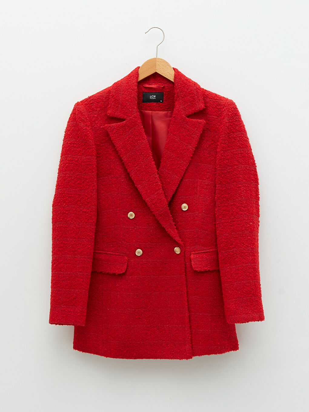 LC Waikiki Front Button Closure Straight Long Sleeve Tweed Women's Blazer Jacket -S2G206Z8-KYV