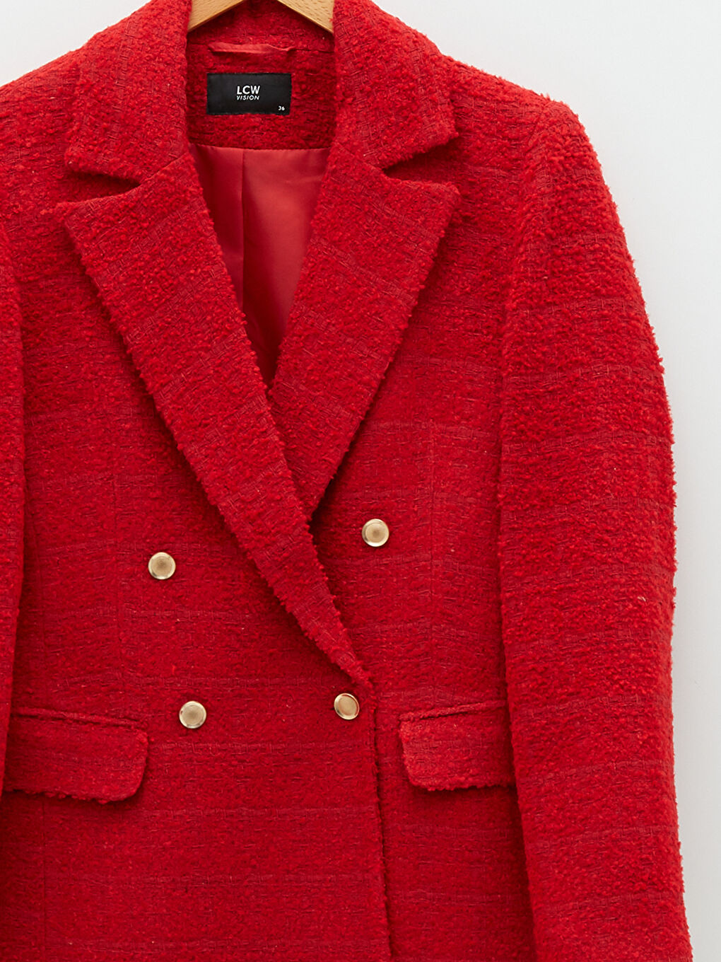 LC Waikiki Front Button Closure Straight Long Sleeve Tweed Women's Blazer Jacket -S2G206Z8-KYV
