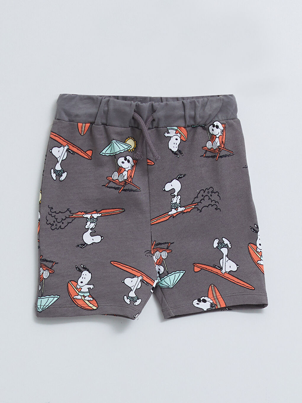 Pembe Bisiklet Yaka Kısa Kollu Snoopy Baskılı Erkek Bebek Tişört ve Şort 2'li Takım-2