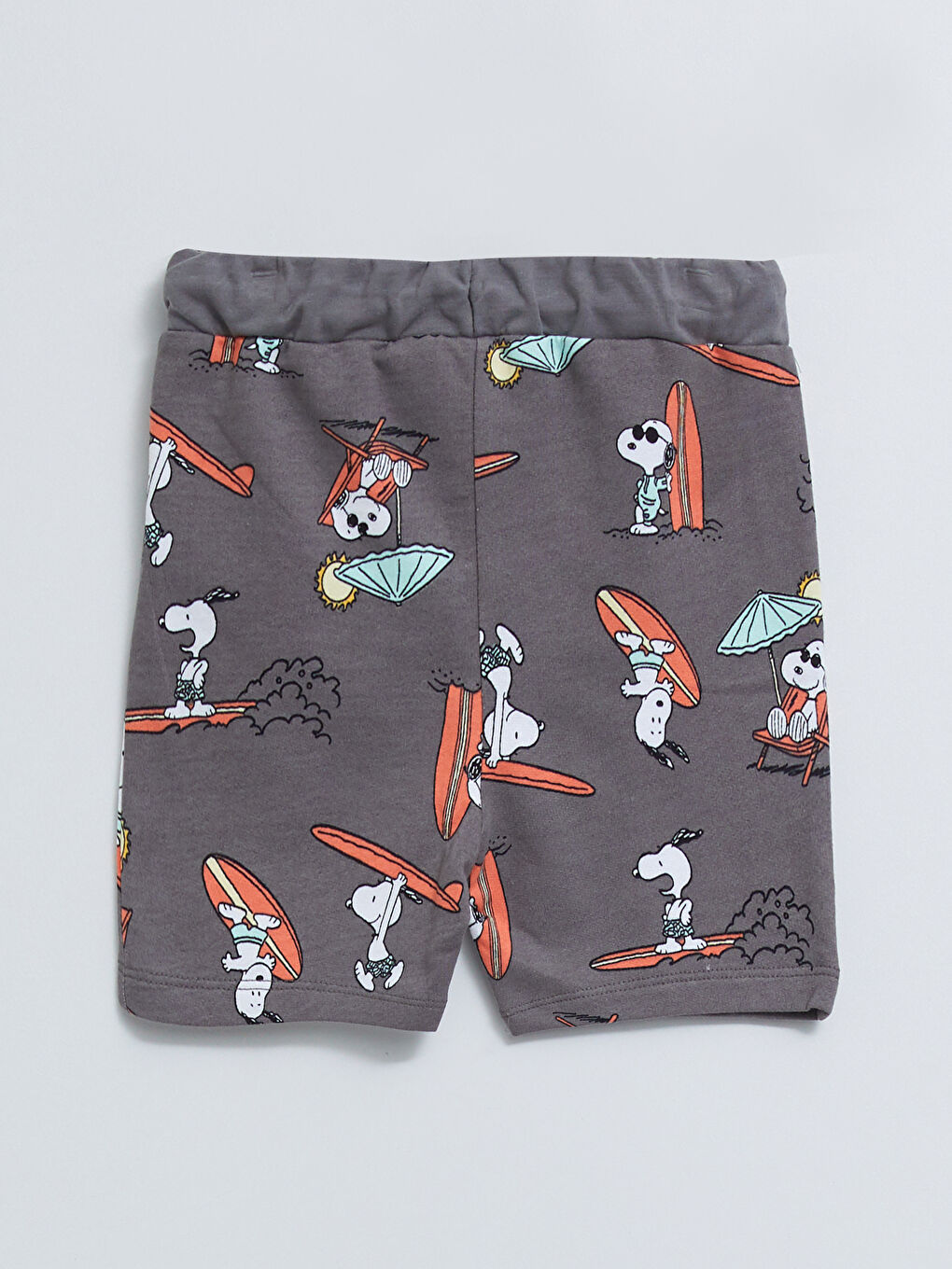 Pembe Bisiklet Yaka Kısa Kollu Snoopy Baskılı Erkek Bebek Tişört ve Şort 2'li Takım-4