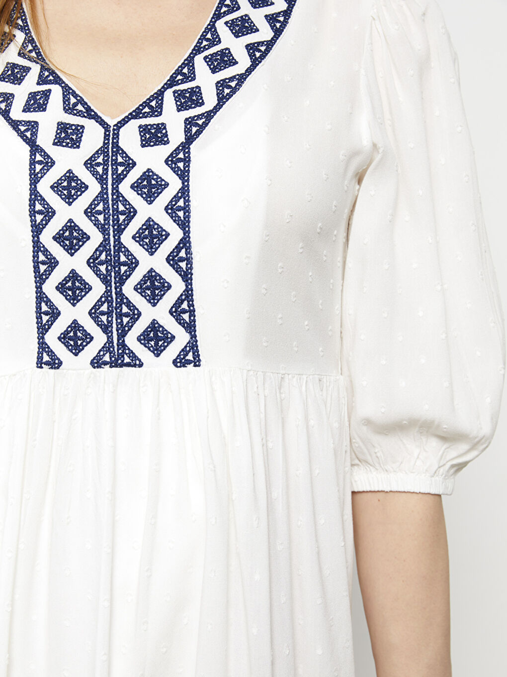 V-Neck Embroidered A-Line Dress-5