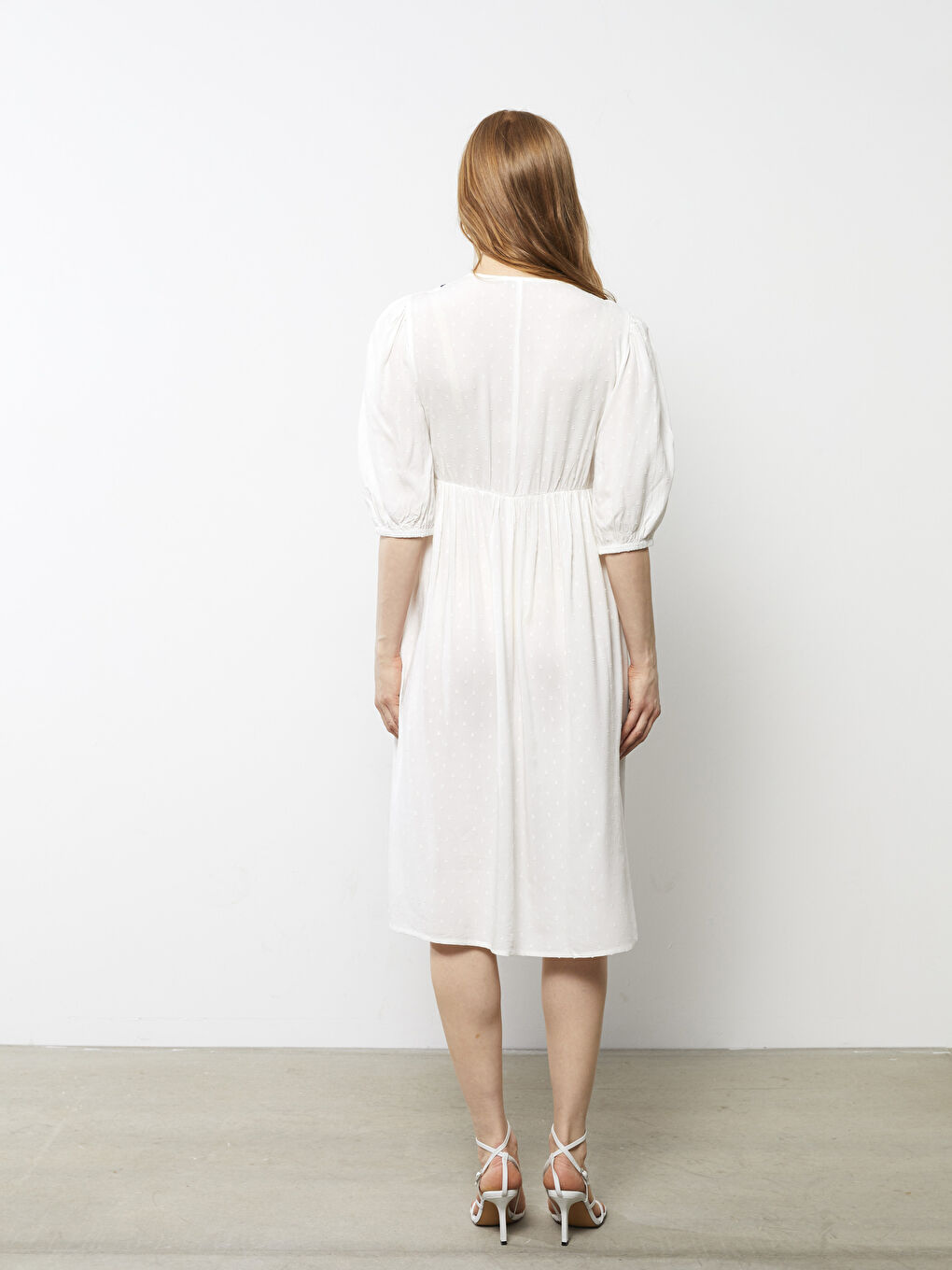 V-Neck Embroidered A-Line Dress-7