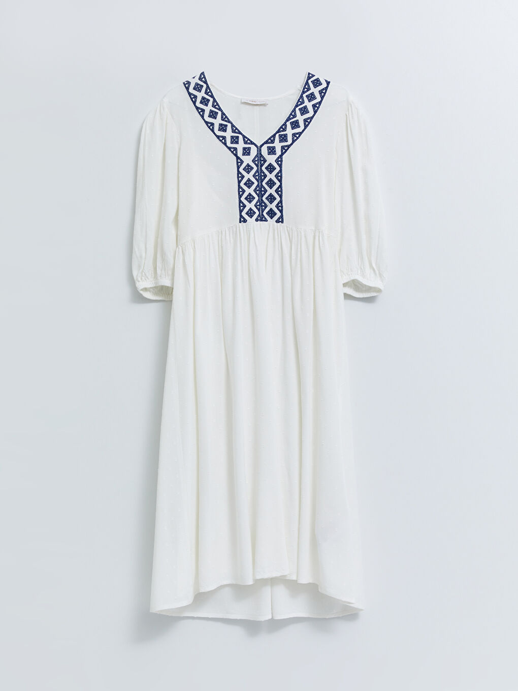 V-Neck Embroidered A-Line Dress-9