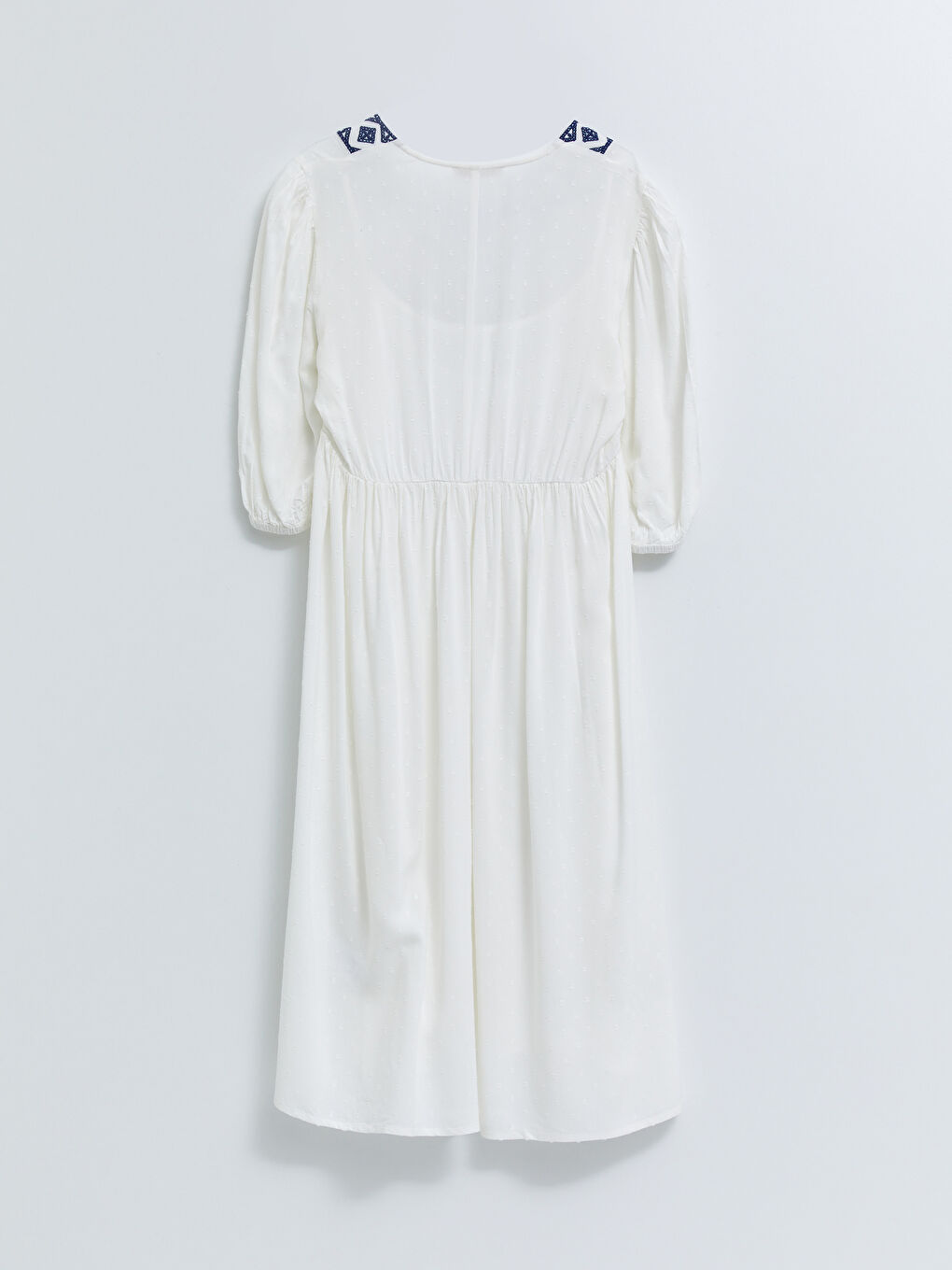 V-Neck Embroidered A-Line Dress-10