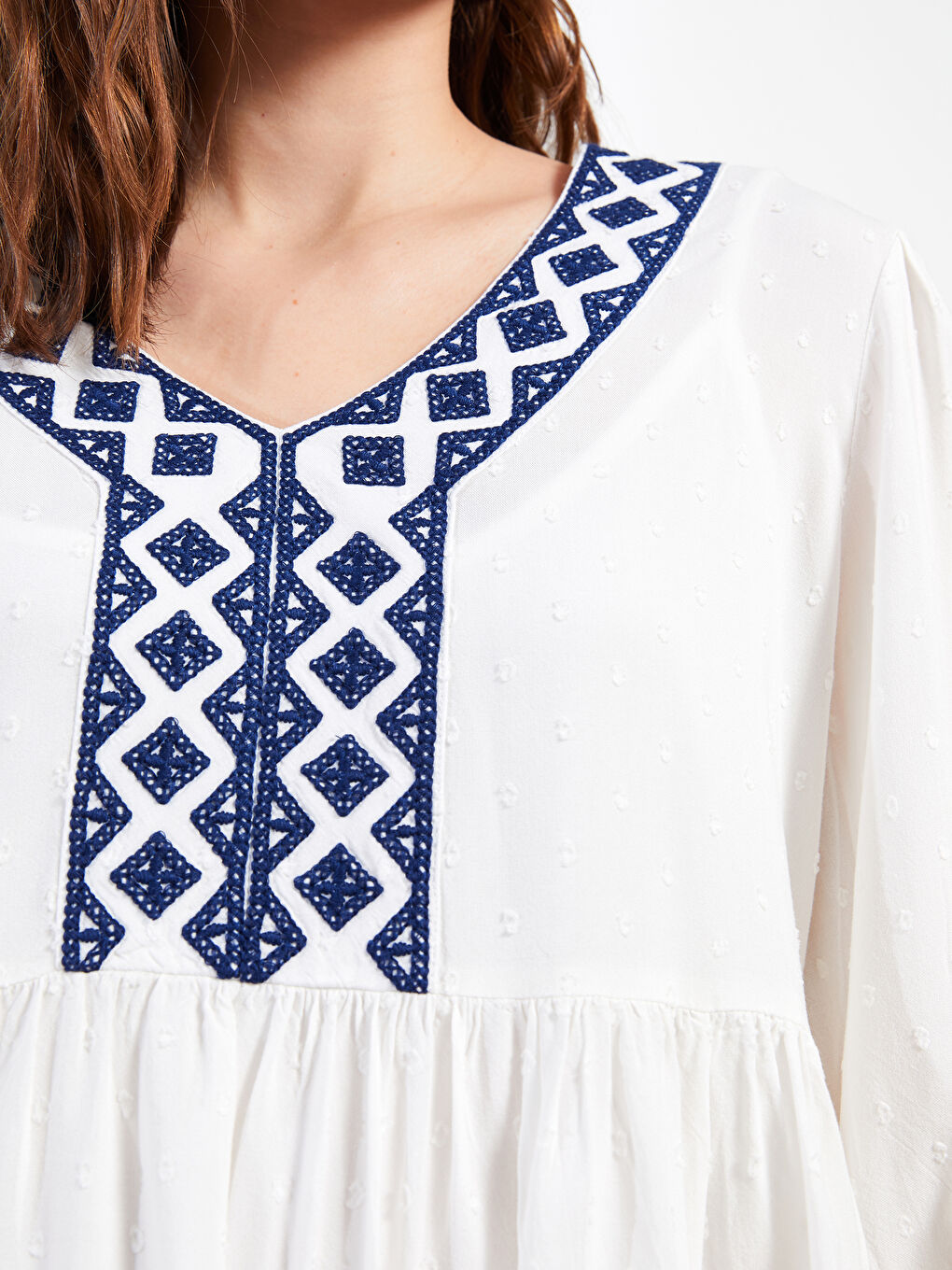 V-Neck Embroidered A-Line Dress-6