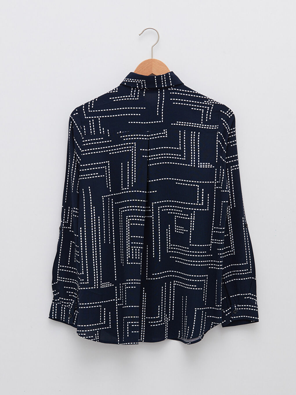 Front Button Closure Patterned Long Sleeve Viscose Women's Shirt-6