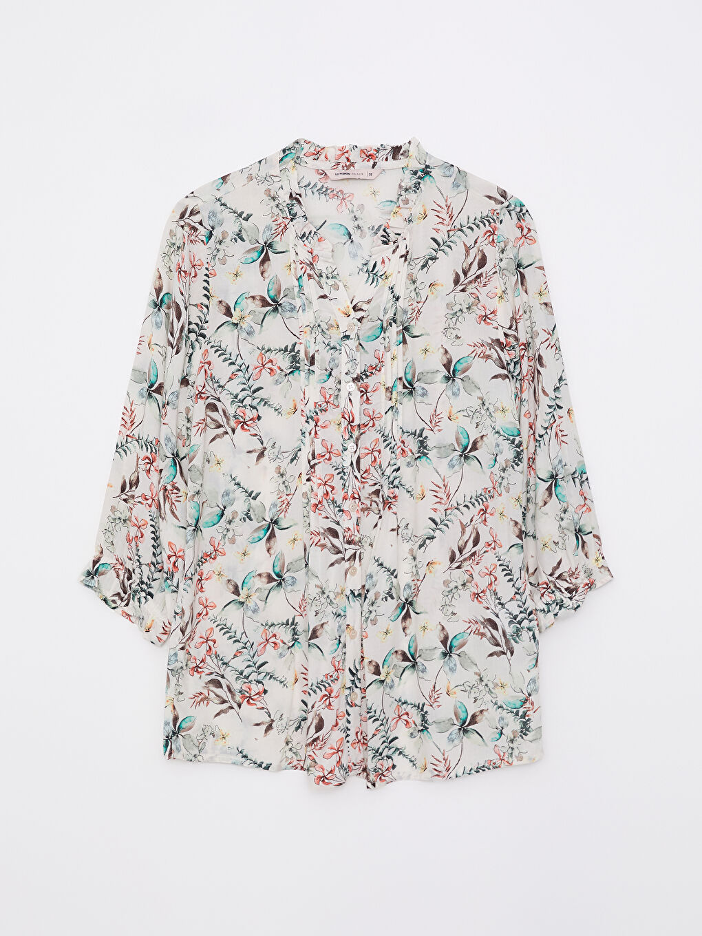 Women's Crew Neck Patterned Viscose Shirt-5