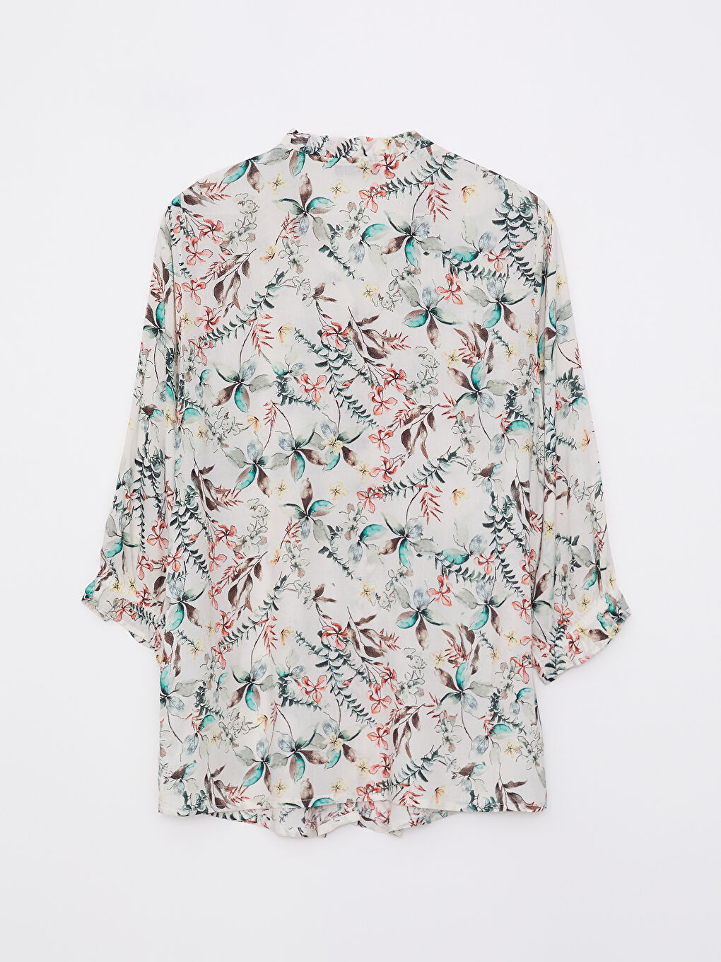 Women's Crew Neck Patterned Viscose Shirt-6