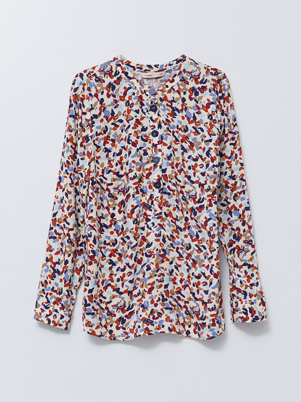 Crew Neck Patterned Long Sleeve Viscose Women's Blouse-5