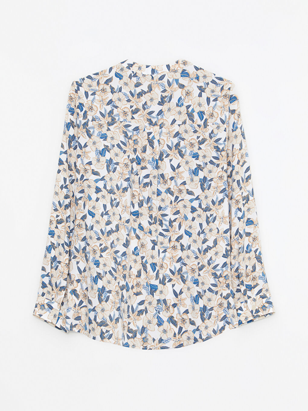 Crew Neck Patterned Long Sleeve Viscose Women's Blouse-6