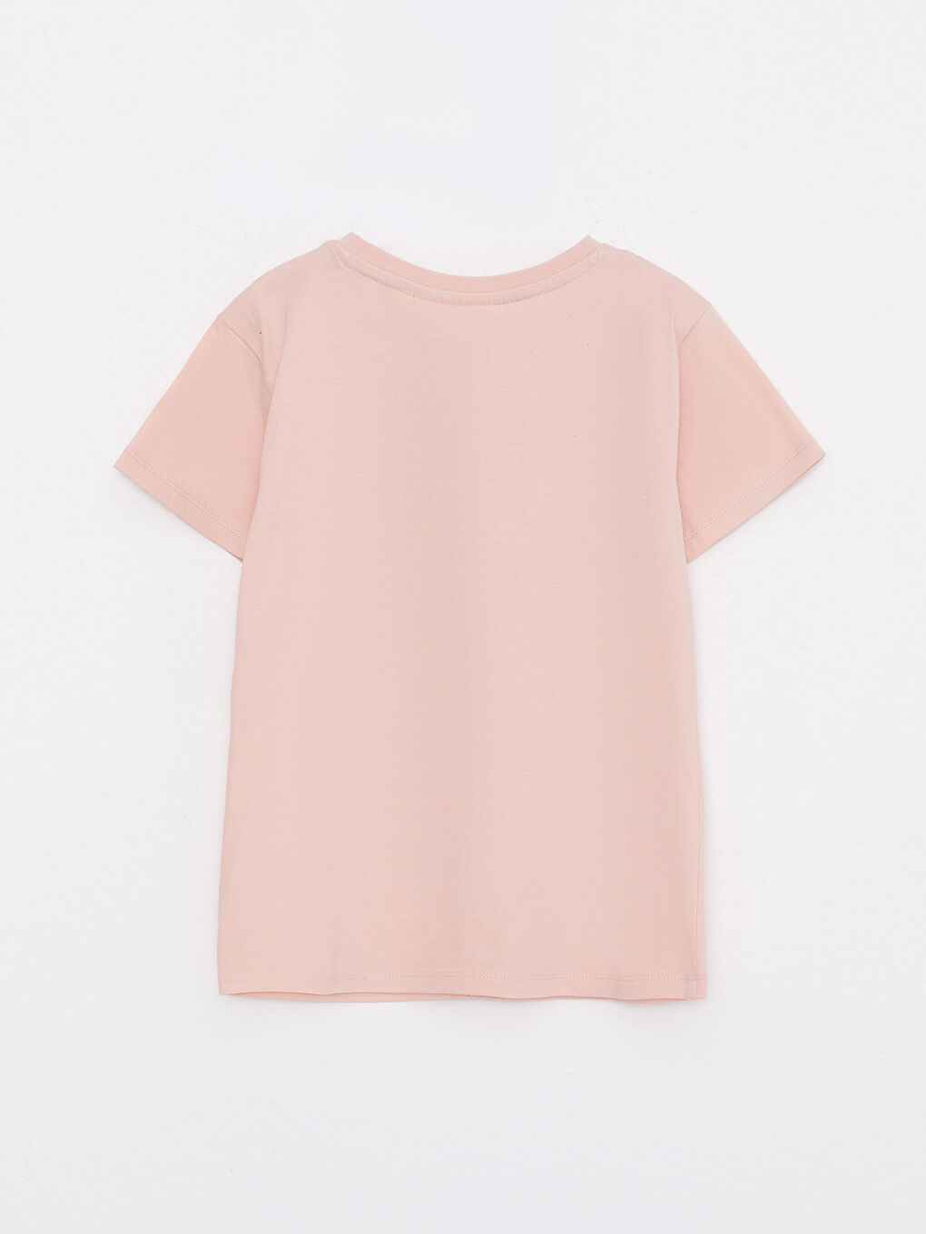 Pembe Bisiklet Yaka Deniz Kızı Baskılı Kısa Kollu Pamuklu Kız Çocuk Tişört-1
